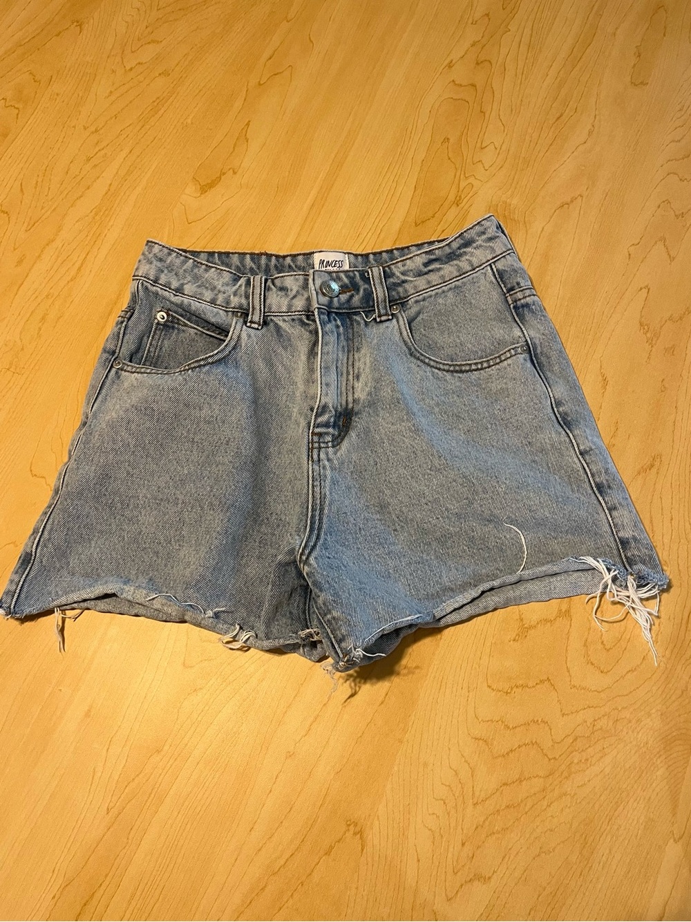 Princess Polly Light Blue High-Rise Denim Cutoff Shorts